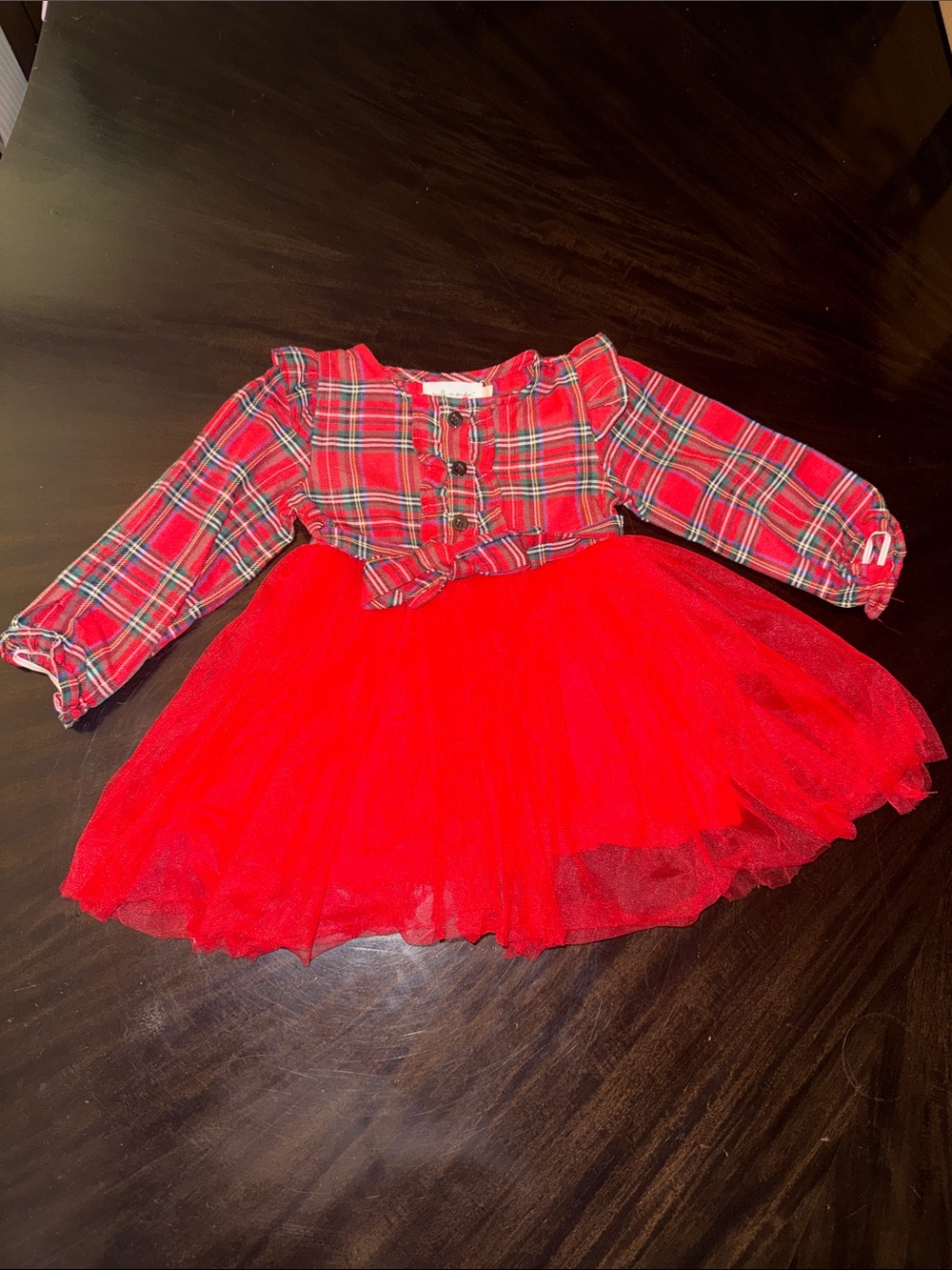 Red Plaid Tulle Holiday Dress for Girls
